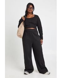 Boohoo - Plus Distressed Waistband Wide Leg Joggers - Lyst