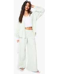 Boohoo - Stripe Button Detail Wide Leg Trousers - Lyst