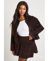 Boohoo - Plus Cord Pleated Mini Skirt - Lyst
