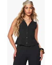 Boohoo - Textured Button Through Sleeveless Top - Lyst