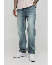 BoohooMAN - Tall Straight Leg Extreme Washed Woven Tab Jeans - Lyst