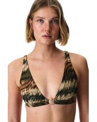 Penti - Cesira Deep V Neck Zebra Pattern Metallic Bikini Top - Lyst