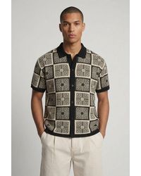 BoohooMAN - Relaxed Crochet Tapestry Knitted Shirt - Lyst