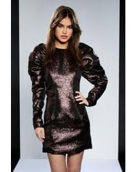 Runway - 1.8.18 Ruched Shoulder Metallic Mini Dress - Lyst