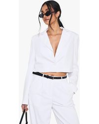 Boohoo - Tailored Woven Occasion Crop Blazer - Lyst