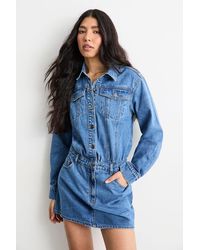 Warehouse - Denim Shirt Mini Dress - Lyst