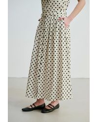 GUSTO - Polka Dot Linen Belted Skirt - Lyst