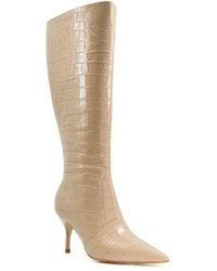 Dune - Spritz Croc-Effect Leather Knee-High Boots - Lyst