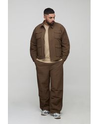 BoohooMAN - Plus Oversized Flannel Ripstop Cargo Shacket - Lyst