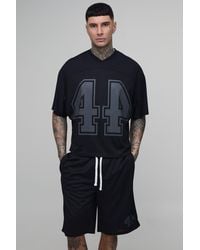 BoohooMAN - Tall Oversized Boxy Mesh Batwing 44 Hockey Top And Short Set - Lyst