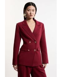 Karen Millen - Compact Stretch Essential Tailored Doubled Breasted Blazer - Lyst