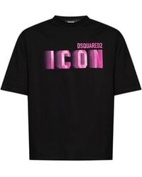 DSquared² - Icon Blur Print Loose Fit T-Shirt Cotton - Lyst