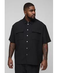 BoohooMAN - Plus Technical Pleated Oversized Short Sleeve Shirt - Lyst