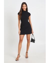 Boohoo - Rib Grown On Neck Cap Sleeve Shift Dress - Lyst