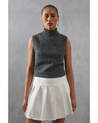Warehouse - Roll Neck Sleeveless Knitted Tank Top - Lyst