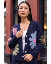 Roman - Floral V-Neck Knit Cardigan - Lyst