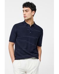French Connection - Cotton Textured Block Print Short Sleeve Button Polo Top - Lyst