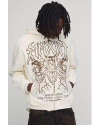 BoohooMAN - Oversized Boxy Eagle Print Zip Through Hoodie Cotton - Lyst