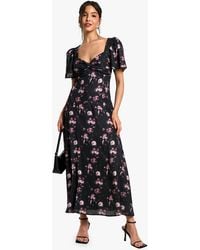 Boohoo - Floral Angel Sleeve Chiffon Midaxi Dress - Lyst