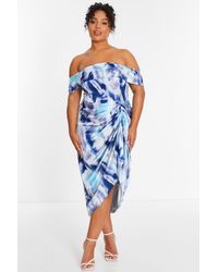 Quiz - Curve Marble Print Bardot Midi Dress - Lyst