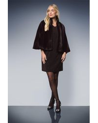 Wallis - Petite Cropped Faux Fur Cape - Lyst
