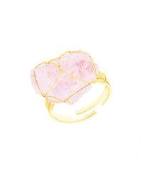 The Jewellery Stockroom - Plate Raw Stone Wire Wrap Ring - Lyst