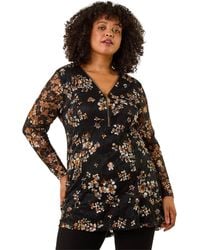 Roman - Curve Zip Front Lace Top - Lyst