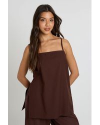 Boohoo - Linen Look Longline Cami & Wide Leg Trouser Co-Ord - Lyst
