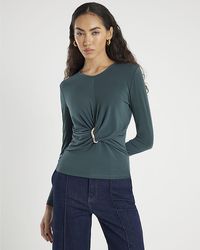 River Island - Top Long Sleeve Wrap Detail - Lyst