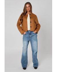 Urban Bliss - Cropped Suede Button Front Jacket - Lyst