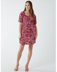 Blue Vanilla - Square Neck Puff Sleeve Mini Dress - Lyst