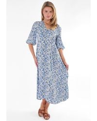 Gini London - Floral Print Viscose Midi Dress - Lyst