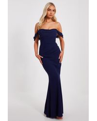 Quiz - Chiffon Bardot Maxi Dress - Lyst
