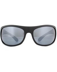 Polaroid - Sport Wrap Matte Grau Silber Polarisiert Spiegel Sonnenbrillen - Lyst