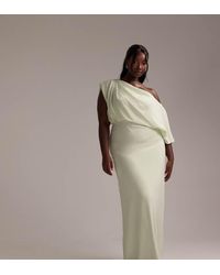 ASOS - Design Bridesmaids Crepe One Shoulder Draped Maxi Dress - Lyst