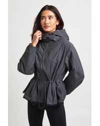 Boohoo - Funnel Neck Lace Trim Hem Jacket - Lyst