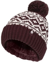 Heat Holders - Ladies Patterned Turnover Bobble Hat - Lyst