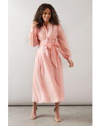 Wallis - Textured Organza Midi Shirt Dress - Lyst