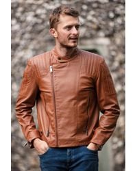 Ashwood Leather - 'Filippo' Cross Zip Biker Jacket - Lyst