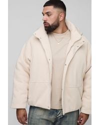 BoohooMAN - Plus Knitted Hooded Oversized Boxy Puffer Jacket - Lyst