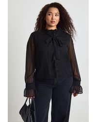 Boohoo - Plus Chiffon Ruffle Front Blouse - Lyst