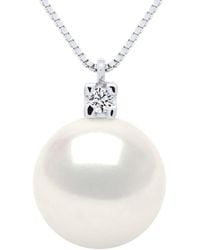 Ateliers Saint Germain - Necklace Jewelry 0,02 Cts And Real Cultured Freshwater Pearl Round 10-11 Mm - Lyst