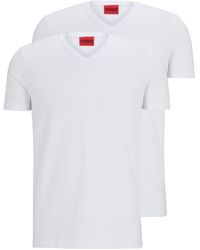 HUGO - Set Van Twee T-Shirts Met V-Hals Van Stretchkatoen - Lyst