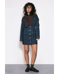 Boohoo - Western Denim Mini Dress - Lyst