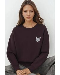 Hiccup - Comfort Animal Pattern Embroidered Raised Crew Neck Sweatshirt - Lyst