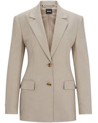 BOSS - Solid Patterned Lapel Collared Suit Jacket - Lyst