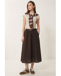 Happiness İstanbul - High-Waist Belted Midi A-Line Skirt - Lyst