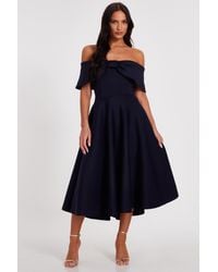 Quiz - Bardot Bow Skater Dress - Lyst
