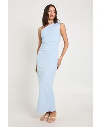 Boohoo - Jersey Crepe One Shoulder Ruched Midi Dress - Lyst