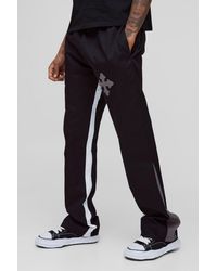 BoohooMAN - Tall Drawcord Waist Applique Gusset Flared Pants - Lyst